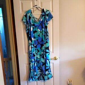 Avenue Blue Teal Floral High-Low Dress